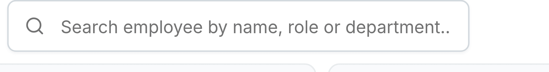 The search box on the Presence screen, with a magnifying glass icon and the placeholder Search employee by name, role or department.