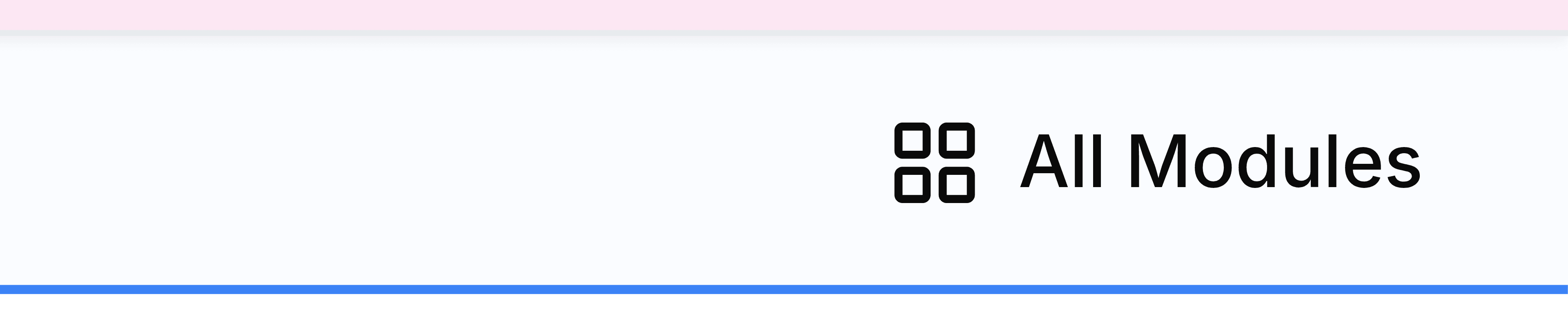 The All Modules button at the right of the tab bar: a small four square grid icon beside the words All Modules.